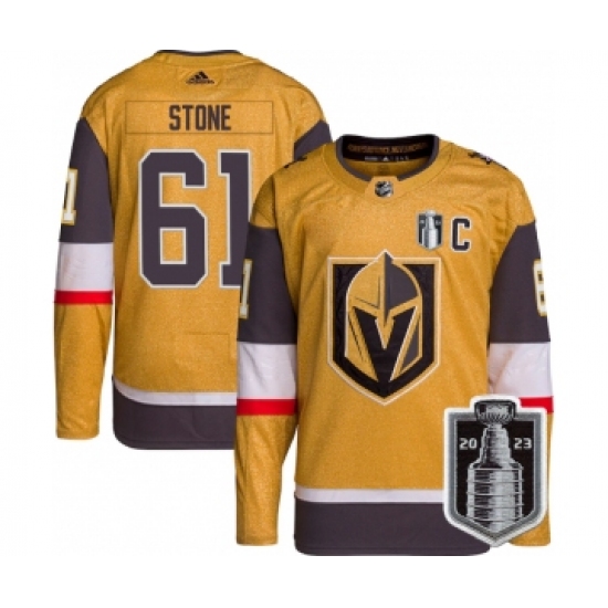 Men's Vegas Golden Knights #61 Mark Stone Gold 2023 Stanley Cup Final Stitched Jersey - Ujersey