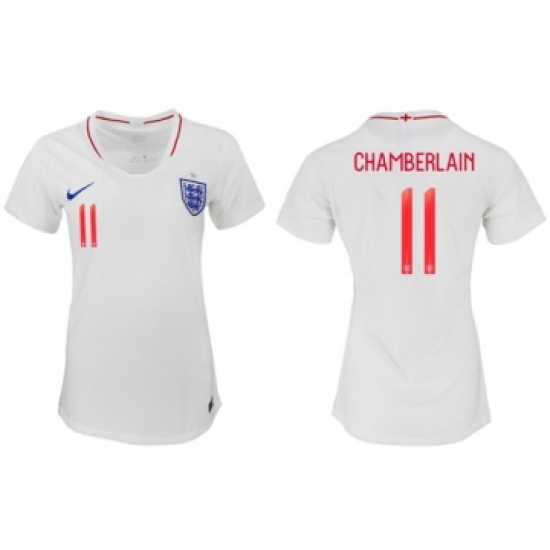 Women's England #11 Chamberlain Home Soccer Country Jersey