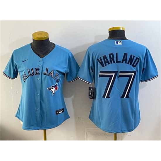 Women's Toronto Blue Jays #77 Louis Varland Blue Stitched Baseball Jersey(Run Small) - Ujersey