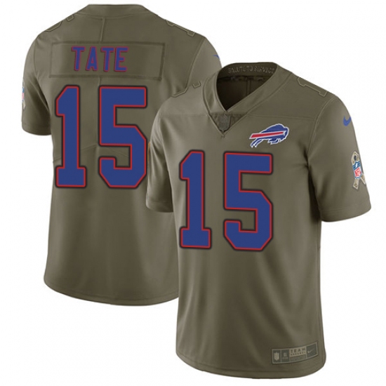 Men's Nike Buffalo Bills #15 Brandon Tate Limited Olive 2017 Salute to Service NFL Jersey - Ujersey