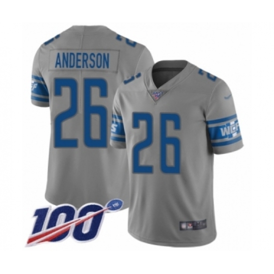 Youth Detroit Lions #26 C.J. Anderson Limited Gray Inverted Legend 100th Season Football Jersey - Ujersey