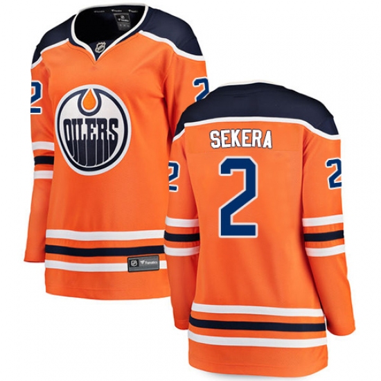 Women's Edmonton Oilers #2 Andrej Sekera Fanatics Branded Orange Home Breakaway NHL Jersey - Ujersey