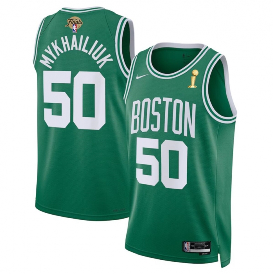Men's Boston Celtics #50 Svi Mykhailiuk Kelly Green 2024 Finals Champions Icon Edition Stitched Basketball Jersey - Ujersey