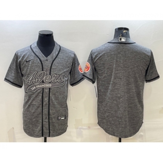 Men's San Francisco 49ers Blank Grey With Patch Cool Base Stitched Baseball Jersey - Ujersey