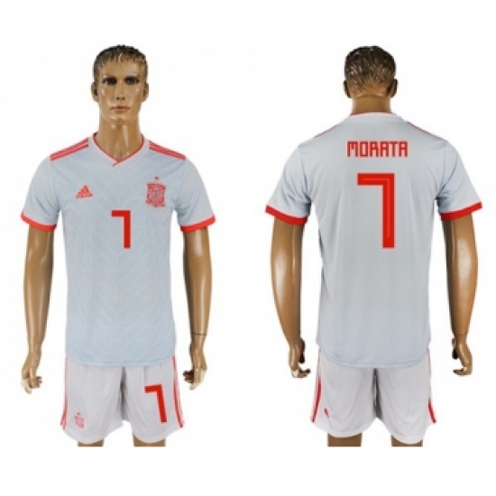 Spain #7 Morata Away Soccer Country Jersey