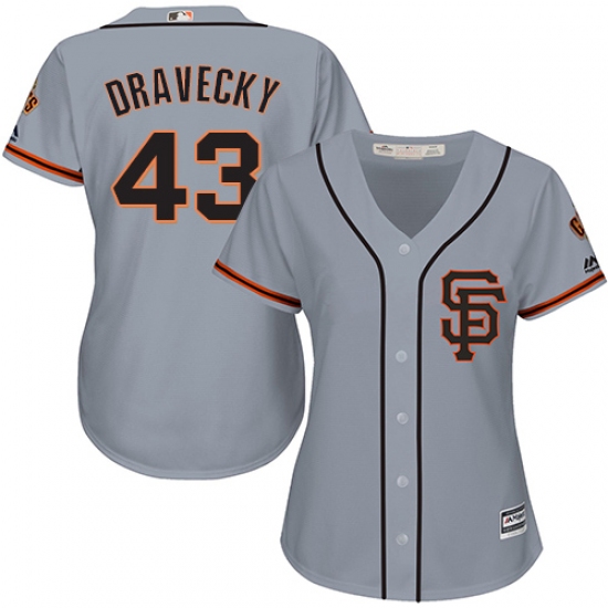 Women's Majestic San Francisco Giants #43 Dave Dravecky Authentic Grey Road 2 Cool Base MLB Jersey - Ujersey