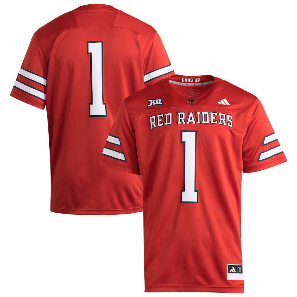Men's adidas #1 Red Texas Tech Red Raiders Premier Jersey - Ujersey NHL
