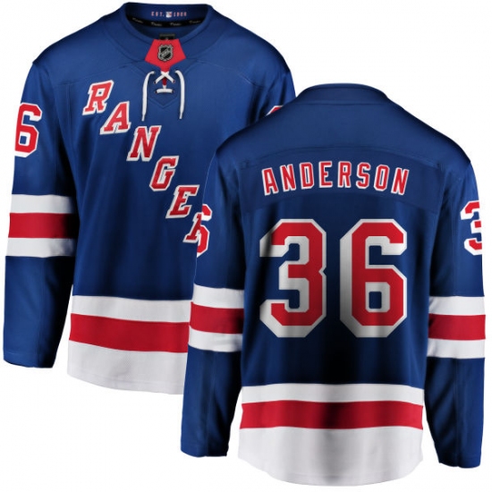 Youth New York Rangers #36 Glenn Anderson Fanatics Branded Royal Blue Home Breakaway NHL Jersey - Ujersey