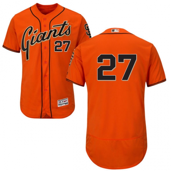 Men's Majestic San Francisco Giants #27 Juan Marichal Orange Alternate Flex Base Authentic Collection MLB Jersey - Ujersey