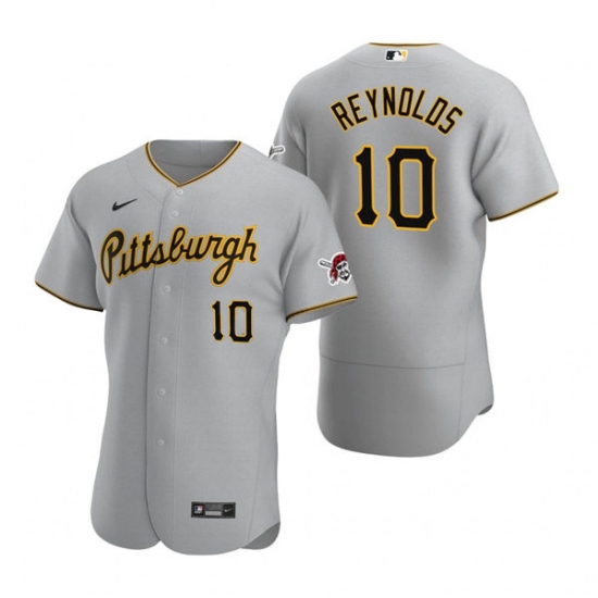 Mens Pittsburgh Pirates #10 Bryan Reynolds Nike Gray Road FlexBase Jersey - Ujersey