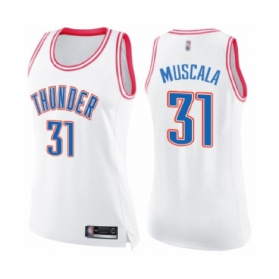 Women's Oklahoma City Thunder #31 Mike Muscala Swingman White Pink Fashion Basketball Jersey - Ujersey