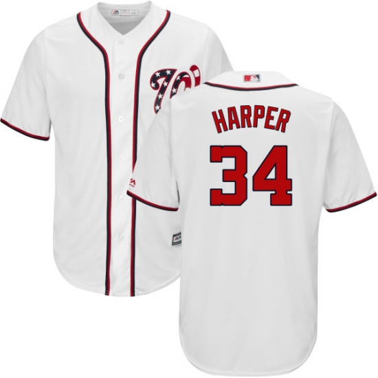 Men's Majestic Washington Nationals #34 Bryce Harper Replica White Home Cool Base MLB Jersey