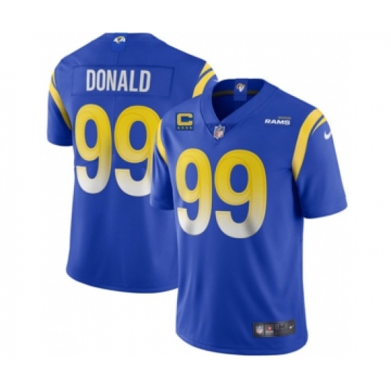 Men's Los Angeles Rams 2022 #99 Aaron Donald Blue With 4-star C Patch Stitched NFL Jersey - Ujersey