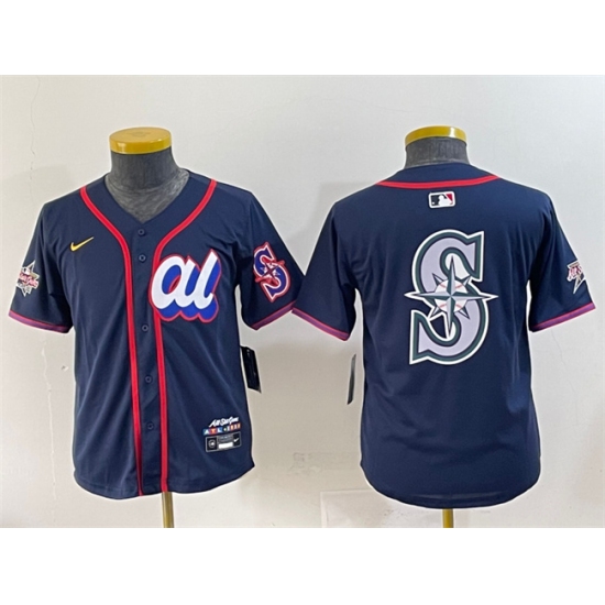 Women's American League Seattle Mariners Team Big Logo Navy 2025 All-Star Edition Limited Stitched Baseball Jersey(Run Small) - Ujersey