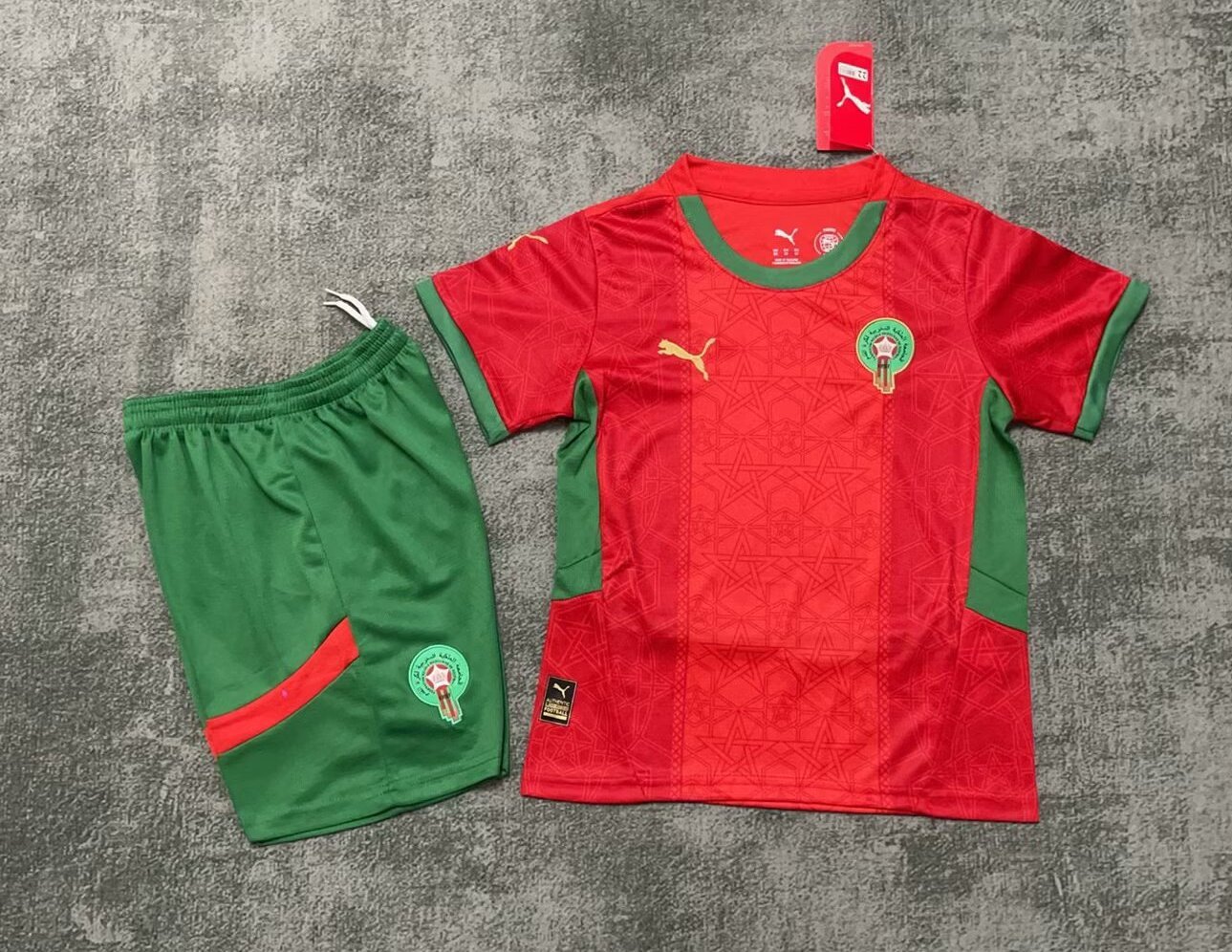 Morocco Soccer Jersey Home Kids Kit Jersey+Shorts 2024-25 - Ujersey NHL
