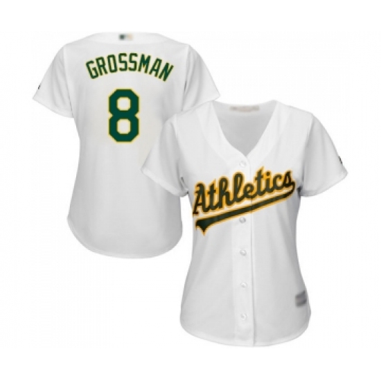 Women's Oakland Athletics #8 Robbie Grossman Replica White Home Cool Base Baseball Jersey - Ujersey