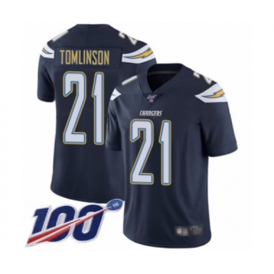 Men's Los Angeles Chargers #21 LaDainian Tomlinson Navy Blue Team Color Vapor Untouchable Limited Player 100th Season Football Jersey - Ujersey