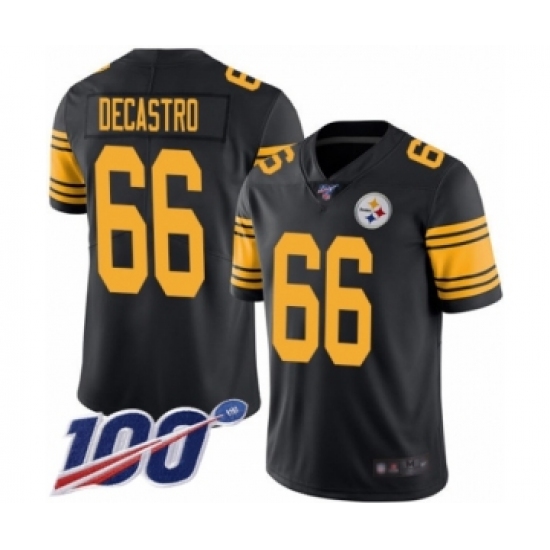 Men's Pittsburgh Steelers #66 David DeCastro Limited Black Rush Vapor Untouchable 100th Season Football Jersey - Ujersey
