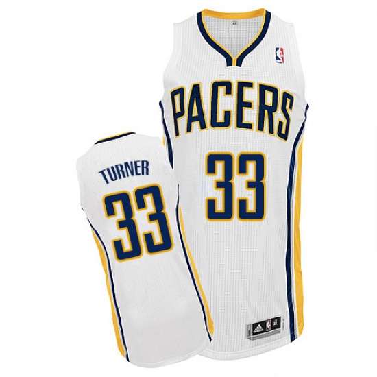 Men's Adidas Indiana Pacers #33 Myles Turner Authentic White Home NBA Jersey - Ujersey
