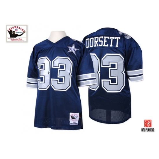 Mitchell and Ness Dallas Cowboys #33 Tony Dorsett Authentic Navy Blue 25TH Patch Throwback NFL Jersey - Ujersey