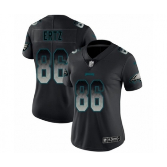Women's Philadelphia Eagles #86 Zach Ertz Limited Black Smoke Fashion Football Jersey - Ujersey