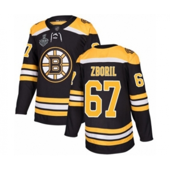 Men's Boston Bruins #67 Jakub Zboril Authentic Black Home 2019 Stanley Cup Final Bound Hockey Jersey - Ujersey