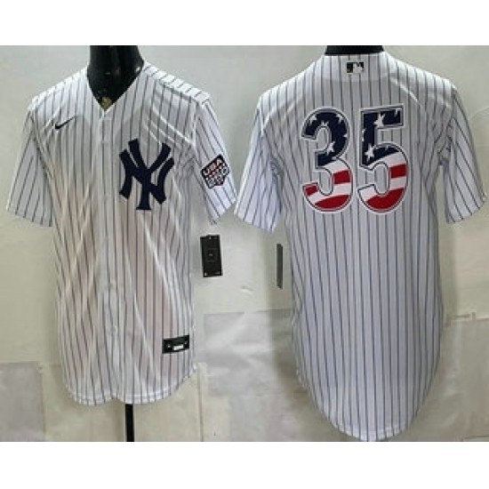 Men's New York Yankees #35 Cody Bellinger White 2026 USA 250 Fourth of July Home Stadium Stitched Jersey - Ujersey