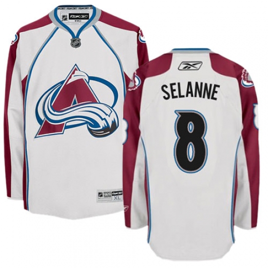 Youth Reebok Colorado Avalanche #8 Teemu Selanne Authentic White Away NHL Jersey - Ujersey