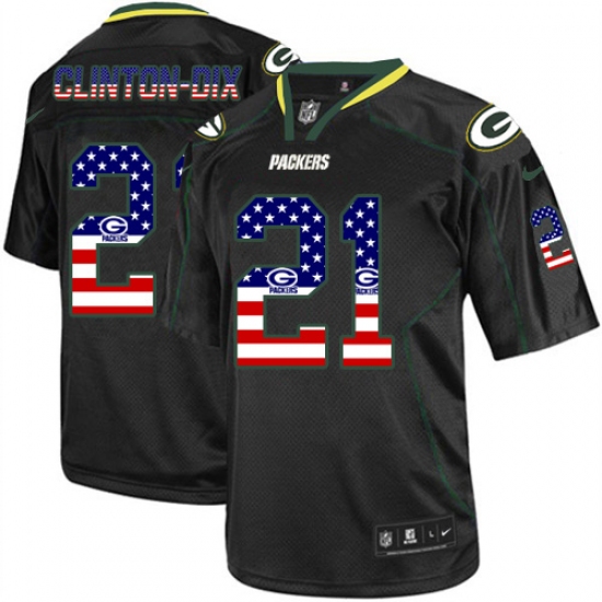 Men's Nike Green Bay Packers #21 Ha Ha Clinton-Dix Elite Black USA Flag Fashion NFL Jersey - Ujersey