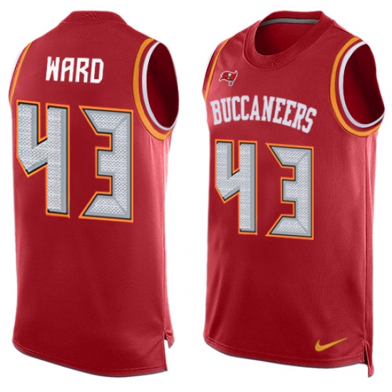 Men's Nike Tampa Bay Buccaneers #43 T.J. Ward Limited Red Player Name & Number Tank Top NFL Jersey - Ujersey