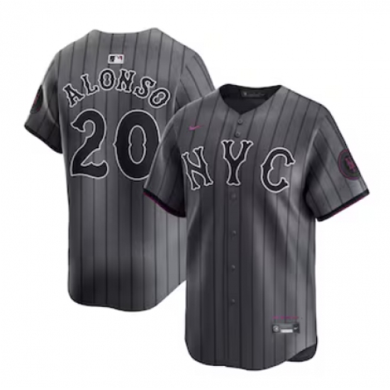 Men's New York Mets #20 Pete Alonso Nike Graphite 2024 City Connect Limited Player Jersey - Ujersey