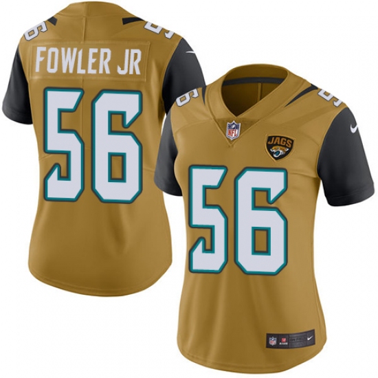 Women's Nike Jacksonville Jaguars #56 Dante Fowler Jr Limited Gold Rush Vapor Untouchable NFL Jersey - Ujersey