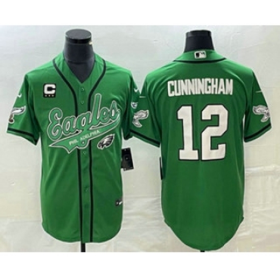 Men's Nike Philadelphia Eagles #12 Randall Cunningham Green C Cool Base Stitched Baseball Jersey - Ujersey