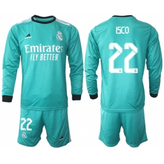 Men 2021-2022 Club Atletico Madrid second away blue Long Sleeve 22 Soccer Jersey