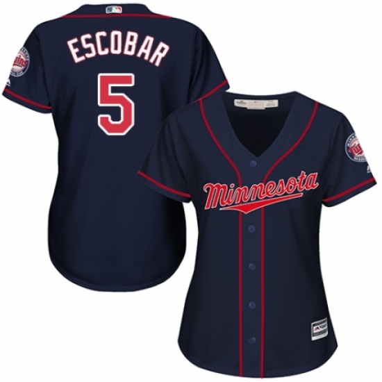 Women's Majestic Minnesota Twins #5 Eduardo Escobar Authentic Navy Blue Alternate Road Cool Base MLB Jersey - Ujersey