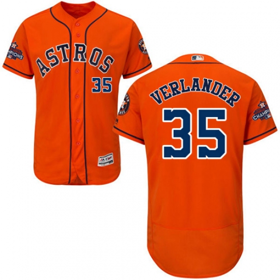 Men's Majestic Houston Astros #35 Justin Verlander Authentic Orange Alternate 2017 World Series Champions Flex Base MLB Jersey - Ujersey