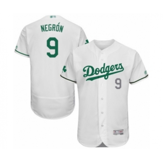 Men's Los Angeles Dodgers #9 Kristopher Negron White Celtic Flexbase Authentic Collection Baseball Player Jersey
