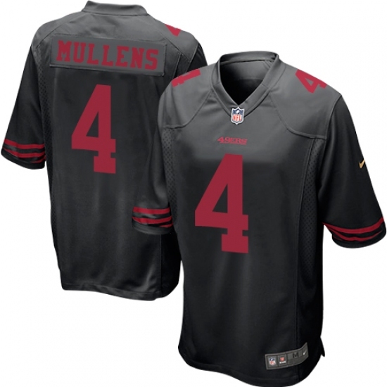 Men's Nike San Francisco 49ers #4 Nick Mullens Game Black NFL Jerseyy - Ujersey