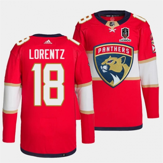 Men's Florida Panthers #18 Steven Lorentz Red Home 2024 Stanley Cup Champions Stitched Jersey - Ujersey