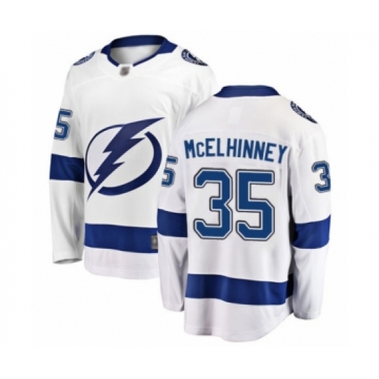 Men's Tampa Bay Lightning #35 Curtis McElhinney Fanatics Branded White Away Breakaway Hockey Jersey - Ujersey