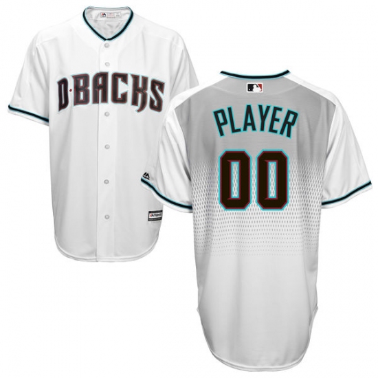 Men's Arizona Diamondbacks Majestic White/Teal Cool Base Custom Jersey - Ujersey