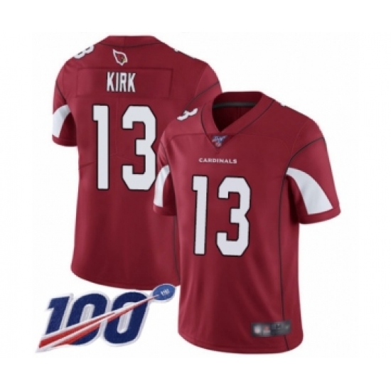 Men's Arizona Cardinals #13 Christian Kirk Red Team Color Vapor Untouchable Limited Player 100th Season Football Jersey - Ujersey