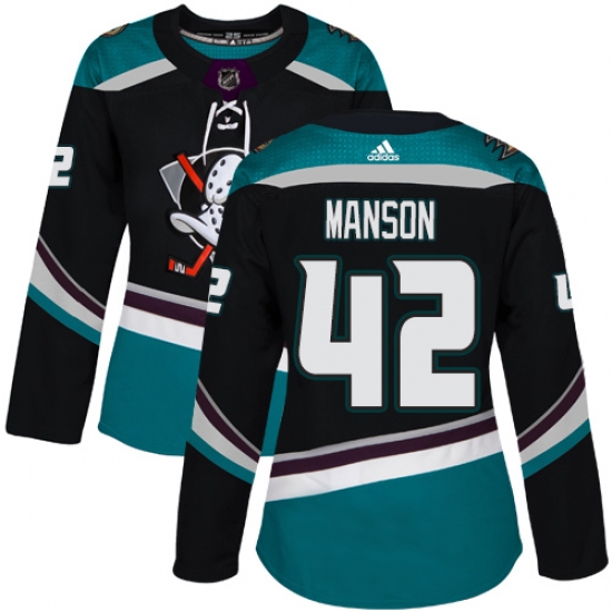 Women's Adidas Anaheim Ducks #42 Josh Manson Authentic Black Teal Third NHL Jersey - Ujersey