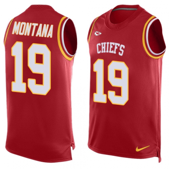 Men's Nike Kansas City Chiefs #19 Joe Montana Limited Red Player Name & Number Tank Top NFL Jersey - Ujersey