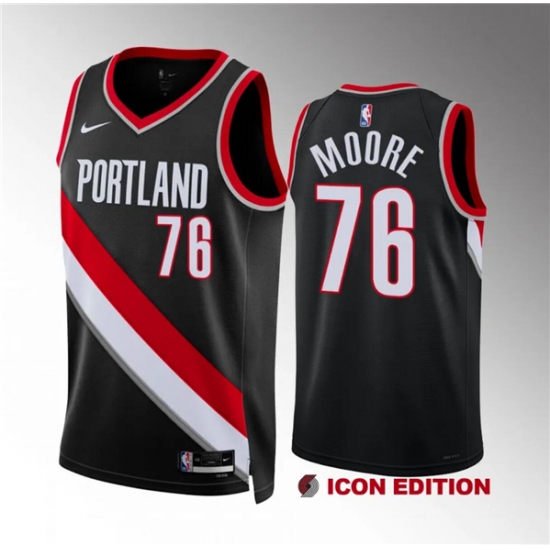 Men's Portland Trail Blazers #76 Taze Moore Black Icon Edition Stitched Basketball Jersey - Ujersey