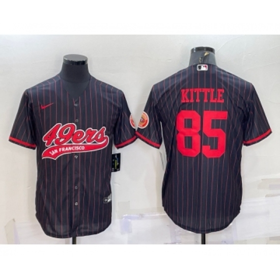 Men's San Francisco 49ers #85 George Kittle Black Cool Base Stitched Baseball Jersey - Ujersey
