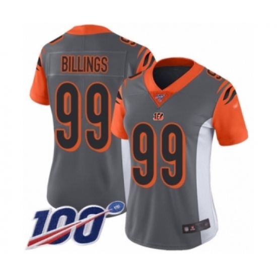Women's Cincinnati Bengals #99 Andrew Billings Limited Silver Inverted Legend 100th Season Football Jersey - Ujersey