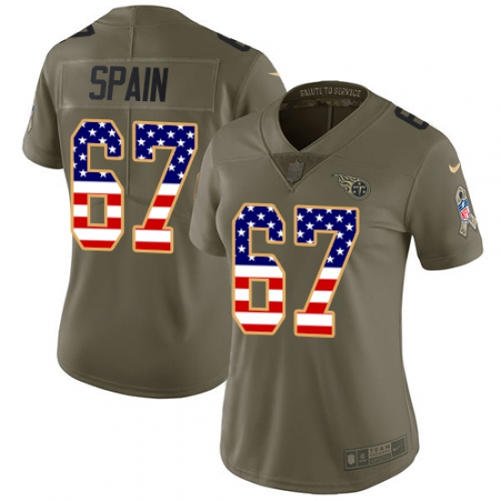 Women's Nike Tennessee Titans #67 Quinton Spain Limited Olive/USA Flag 2017 Salute to Service NFL Jersey - Ujersey