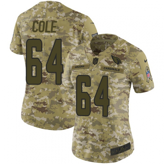 Women's Nike Arizona Cardinals #64 Mason Cole Limited Camo 2018 Salute to Service NFL Jersey - Ujersey
