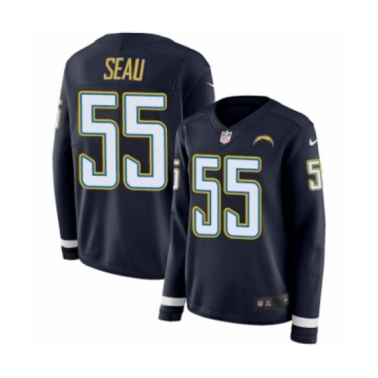 Women's Nike Los Angeles Chargers #55 Junior Seau Limited Navy Blue Therma Long Sleeve NFL Jersey - Ujersey